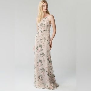 Jenny Yoo Julianna Blush Floral Halter Dress